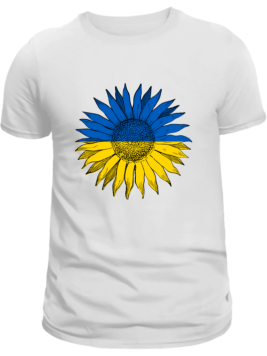 PRE-ORDER Adult T-shirt with the print Blue and Yellow Sunflower