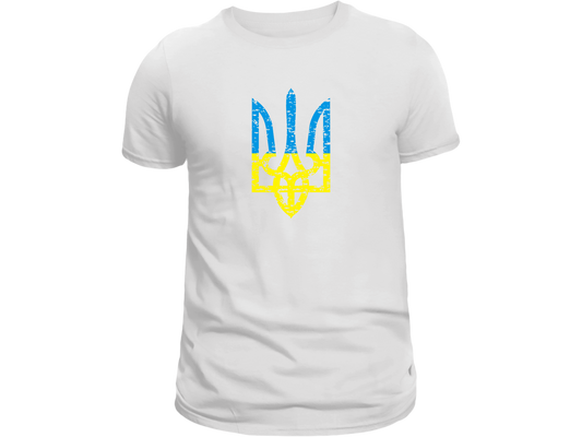 PRE-ORDER Adult T-shirt with the print Blue and yellow trident Ukrainian coat of arms (gerb)