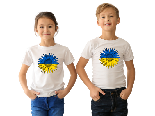 PRE-ORDER Youth T-shirt with the print Blue and Yellow Sunflower
