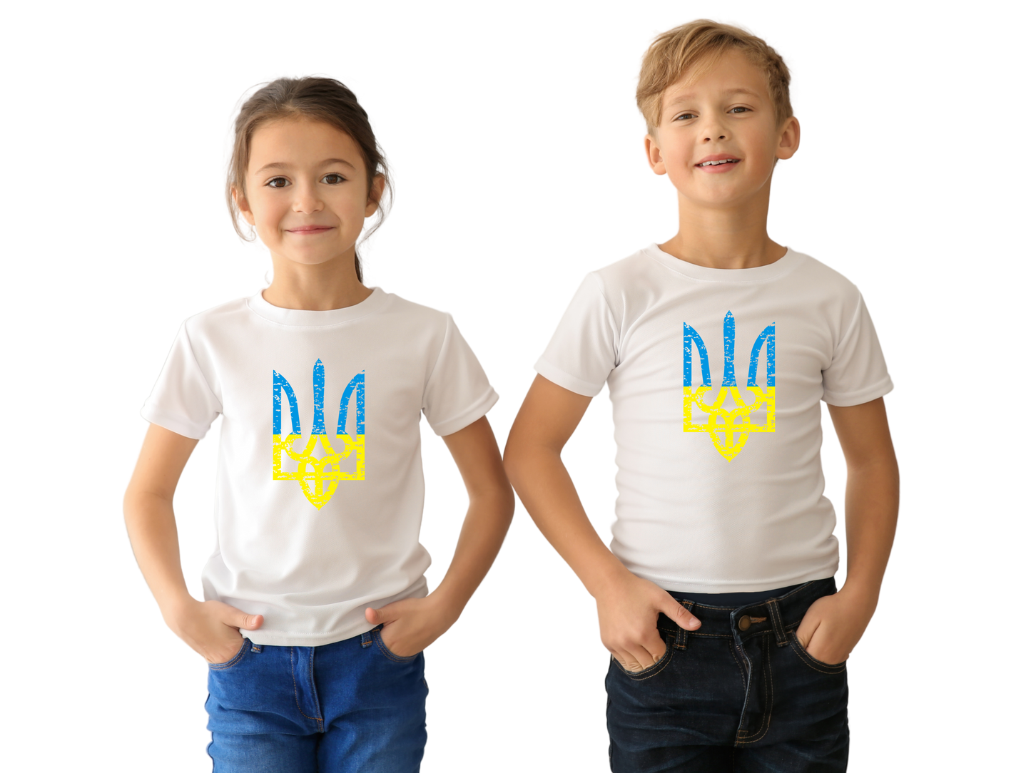 PRE-ORDER Youth T-shirt with the print Blue and yellow trident Ukrainian coat of arms (gerb)