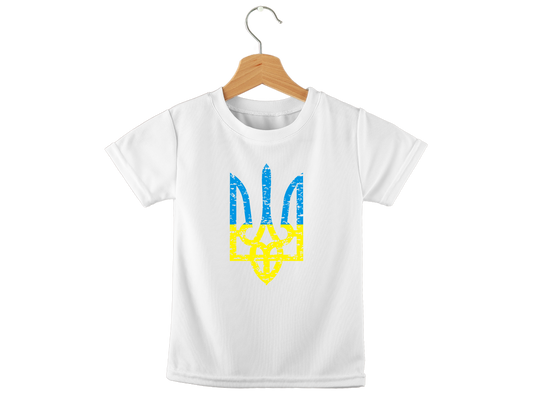 PRE-ORDER Toddler T-shirt with the print Blue and yellow trident Ukrainian coat of arms (gerb)