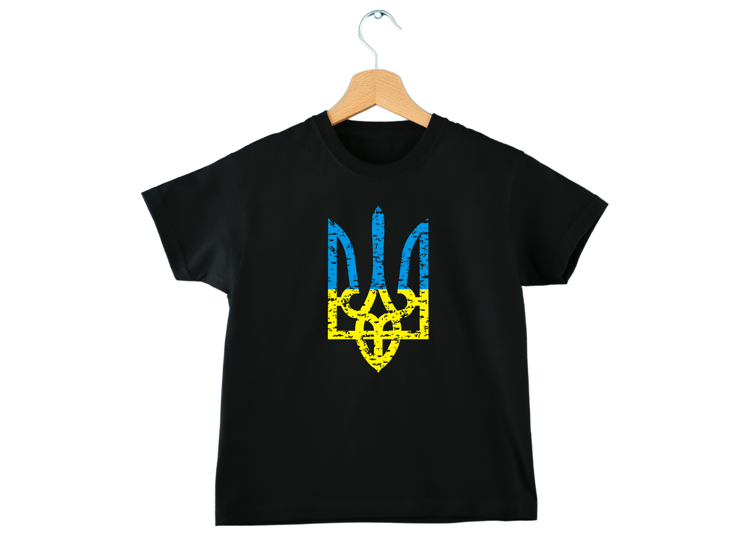 PRE-ORDER Toddler T-shirt with the print Blue and yellow trident Ukrainian coat of arms (gerb)